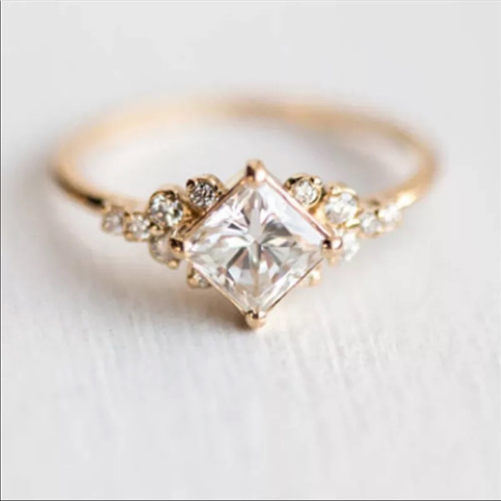 Gold Cubic Zirconia Vintage Wedding Ring